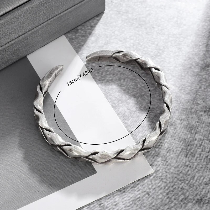 Ρετρό Ασημί Χρώμα Απλό Ρυθμιζόμενο Πλεκτό Βραχιόλι σε σχήμα C κατάλληλο για μοντέρνα casual κοσμήματα ανδρών και γυναικών