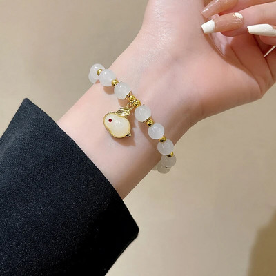 Vintage karkötő szél tiszta víz zöld utánzat jáde kalcedon nyitó Dingdang karkötő női csengő édes ékszer ajándék