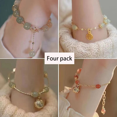 Vintage karkötő szél tiszta víz zöld utánzat jáde kalcedon nyitó Dingdang karkötő női csengő édes ékszer ajándék