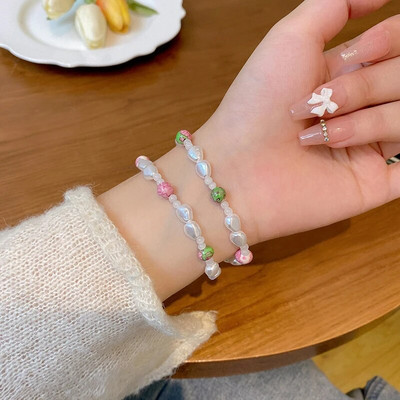 Vintage karkötő szél tiszta víz zöld utánzat jáde kalcedon nyitó Dingdang karkötő női csengő édes ékszer ajándék