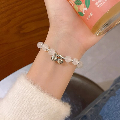 Vintage karkötő szél tiszta víz zöld utánzat jáde kalcedon nyitó Dingdang karkötő női csengő édes ékszer ajándék