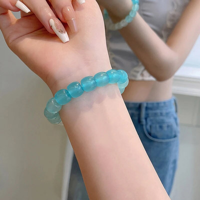 Vintage karkötő szél tiszta víz zöld utánzat jáde kalcedon nyitó Dingdang karkötő női csengő édes ékszer ajándék