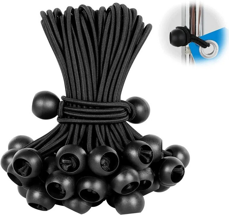 5 vnt Bungee Virvelė Ball Brezentas Drobė Brezentas Vėliavos stiebo kaklaraiščiai Laido galai Elastinės virvės nėriniai Fiksuotas valties stulpas Stovyklavimo palapinės priedai