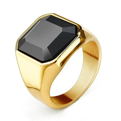 Jauni vīriešu melna akmens nerūsējošā tērauda gredzens sudraba krāsā hip hop ballīšu panku gredzeni vīriešiem kāzu rotaslietas