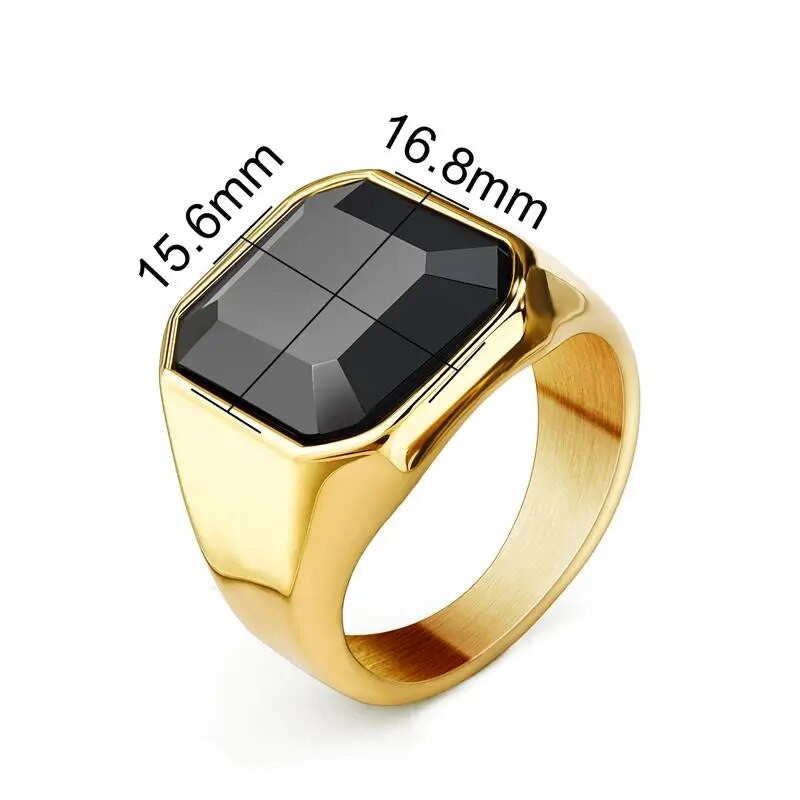 Jauni vīriešu melna akmens nerūsējošā tērauda gredzens sudraba krāsā hip hop ballīšu panku gredzeni vīriešiem kāzu rotaslietas