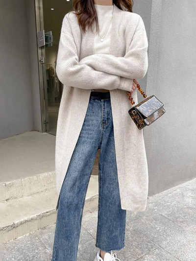 Sieviešu garais džemperis Rudens jauns slinks vējš trikotāžas jaciņš brīvs ar garām piedurknēm džemperis jaka Mode sieviešu džemperi 2023 džemperis