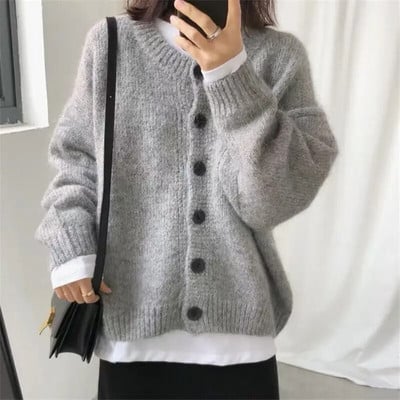 Ζακέτα Γυναικεία μόδα Solid Lazy Style Single Breasted Minimalist College Harajuku All-match Ulzzang Comfortable Autumn Chic