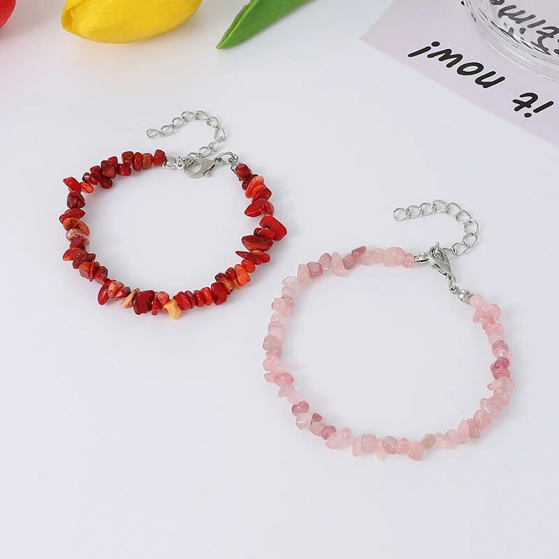 Neregulāras krāsas dabīgā kristāla akmens rokassprādze Sieviešu modes rotaslietas ballīte dzimšanas dienas dāvana draudzība pārim rokassprādzes komplekts