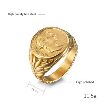 Пръстени с глава на римски Гай Юлий Цезар Винтидж пръстен с монета от неръждаема стомана Jules Caesar за мъже Бижута от мъжки войн