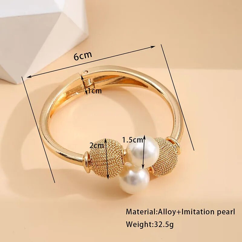 INS pārspīlēta pērļu sakausējuma atvērta rokassprādze personalizēta modes retro vienkārša temperamenta rotaslieta ballītes dāvana