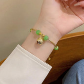 Soli pa solim zvana rokassprādze sievietēm gaiša, grezna retro nefrīta zaļa rokassprādze modes stila rotaslietas dāvana