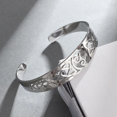 Nerūsējošā tērauda ķeltu mezgls Viking Triskelion trīskāršā spirālveida Triskele aproce vīriešiem sievietēm Ziemeļvalstu regulējams juvelierizstrādājumu šarms