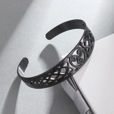 Nerūsējošā tērauda ķeltu mezgls Viking Triskelion trīskāršā spirālveida Triskele aproce vīriešiem sievietēm Ziemeļvalstu regulējams juvelierizstrādājumu šarms