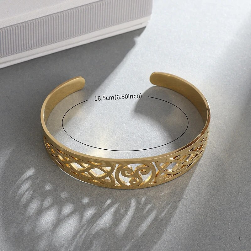 Nerūsējošā tērauda ķeltu mezgls Viking Triskelion trīskāršā spirālveida Triskele aproce vīriešiem sievietēm Ziemeļvalstu regulējams juvelierizstrādājumu šarms