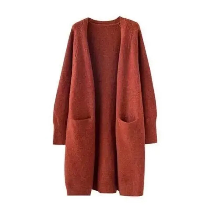 Kampsun kardigan naiste kevad-sügis uus ühevärviline V-kaelus pikkade varrukatega lahtine lihtne mantel Moodne kommunikatsioon kootud top367