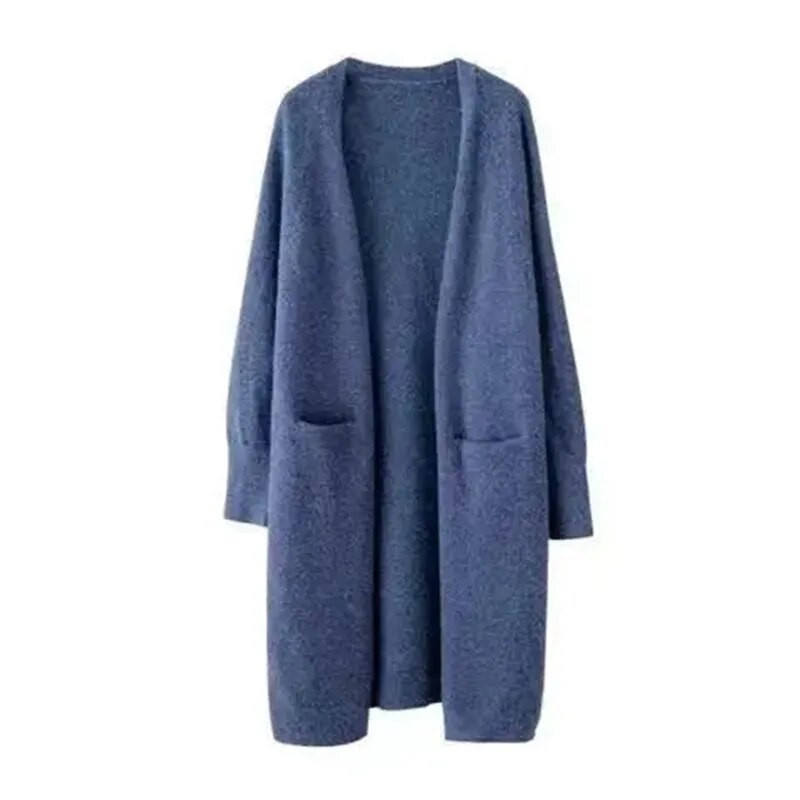 Kampsun kardigan naiste kevad-sügis uus ühevärviline V-kaelus pikkade varrukatega lahtine lihtne mantel Moodne kommunikatsioon kootud top367