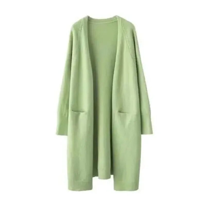Kampsun kardigan naiste kevad-sügis uus ühevärviline V-kaelus pikkade varrukatega lahtine lihtne mantel Moodne kommunikatsioon kootud top367