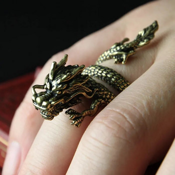 Пръстен с дракон мъжка отворена личност единичен модерен мъжки пръстен с показалец женски модерен пръстен с дракон в ретро стил