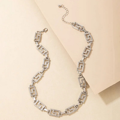 Moderna metāla ģeometriska liela sienas doba kaklarota sievietēm Izsmalcināta liela zīmola taisnstūrveida apzeltīta atslēgas kaula ķēde sievai