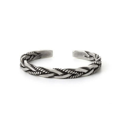 Klasisks retro dizains sudraba krāsas metāla savīti atvērta rokassprādze Vīriešu ikdienas personības riteņbraukšanas ballītes aksesuāri dāvana