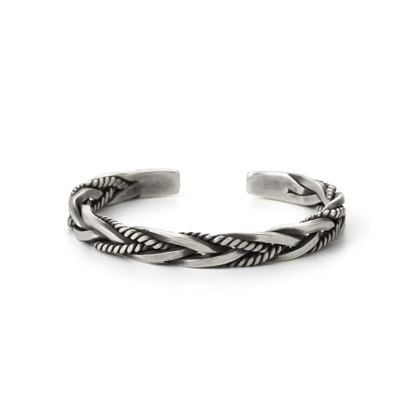 Klasisks retro dizains sudraba krāsas metāla savīti atvērta rokassprādze Vīriešu ikdienas personības riteņbraukšanas ballītes aksesuāri dāvana