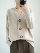 Sieviešu trikotāžas jaciņa pavasarim un rudenim, jauns V veida kakla izgriezums, vienrindas vienkrāsains mētelis, brīvs tops sieviešu apģērbam ZM682