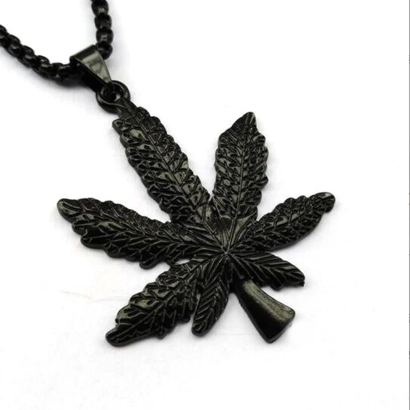 Modes vīriešu nerūsējošā tērauda Kubas ķēdes kļavu lapu kaklarota Hip Hop kaklarota vīriešiem nerūsējošā tērauda rotaslietas Helovīna dāvana