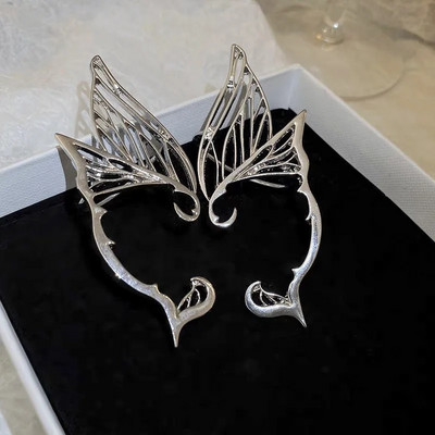 Modes Punk Butterfly Elf Ear Clip 2023 Moderna dizaina šķidra metāla spārna auss manžetes pīrsings auskari sievietēm meitenēm rotaslietas
