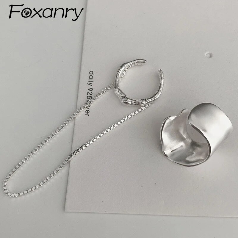 Foxanry Prevent Allergy Sudraba krāsas auskari sievietēm Pāriem Jauni Modes Vienkārša Ķēdīte Pušķis Ģeometriski roku darbs Ballīšu Rotaslietas