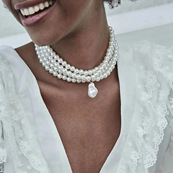Pearl Chokers Multi-Layer Pearl Necklace Multi-Strand Pearl Statement Νυφικό κολιέ τσόκερ για γαμήλιο πάρτι