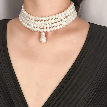 Pearl Chokers Multi-Layer Pearl Necklace Multi-Strand Pearl Statement Νυφικό κολιέ τσόκερ για γαμήλιο πάρτι