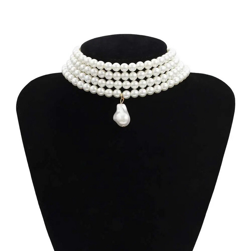 Biserne ogrlice s višeslojnom bisernom ogrlicom s višestrukim biserima Izrazita svadbena ogrlica s ogrlicom za vjenčanje