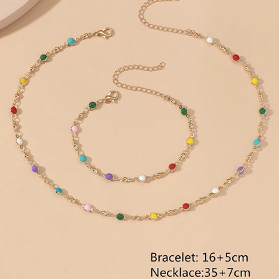 Rainbow Dropping Oil βραχιόλι Γυναικείο κολιέ Σετ κοσμημάτων μόδας κλείδας αλυσίδα πάρτι