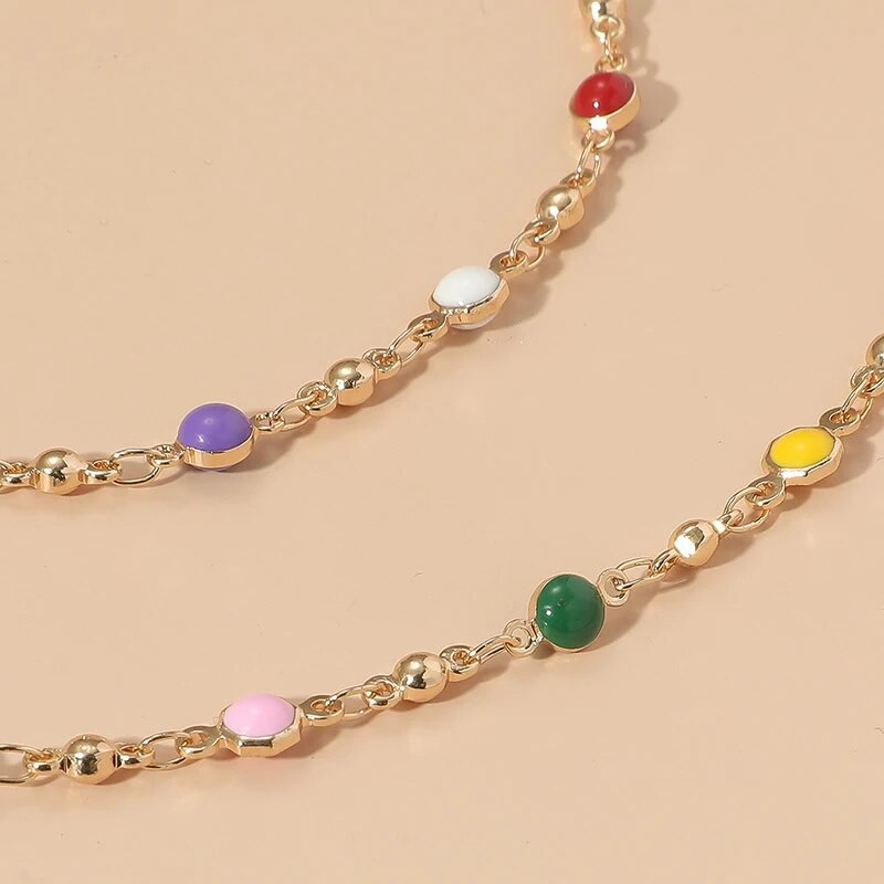 Rainbow Dropping Oil βραχιόλι Γυναικείο κολιέ Σετ κοσμημάτων μόδας κλείδας αλυσίδα πάρτι