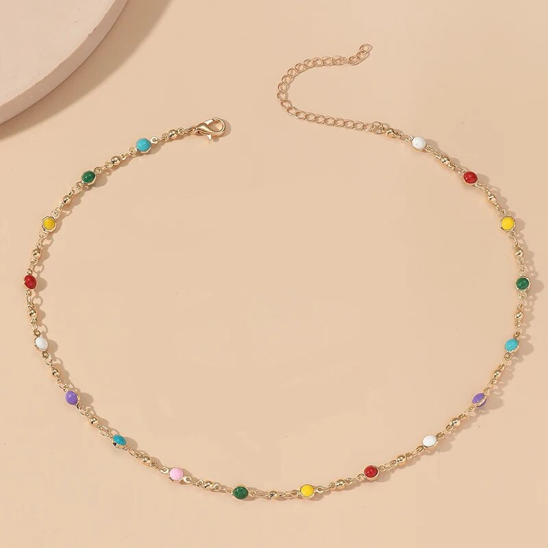 Rainbow Dropping Oil βραχιόλι Γυναικείο κολιέ Σετ κοσμημάτων μόδας κλείδας αλυσίδα πάρτι