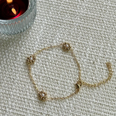 Pērļu krelles margrietiņu ķēdes kaklarota sievietēm Vintage pavasara vasaras ziedu vara pārklājuma zelta modes kaklarotas 2022 jaunums