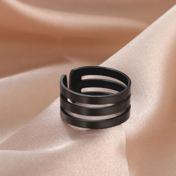 My Shape Геометрични черни пръстени за мъже, жени от неръждаема стомана, широк маншет, пръстен за двойка Модни бижута за запознанства anillos mujer bague