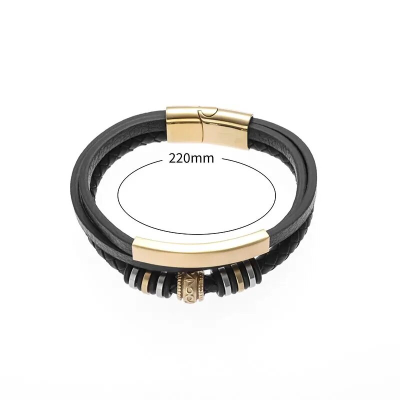 Goth punk stila slāņveida pīta ādas rokassprādze vīriešiem sieviešu ādas aproce aproce Magnētiskā sprādze rokassprādze Dāvana