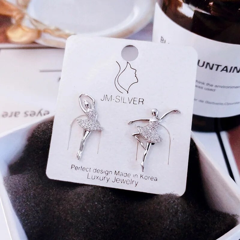 2023 elbűvölő csillogó balerina fülbevaló balett lány füldugók gyönyörű tündér nők karácsonyi ajándékok divatos kiegészítők