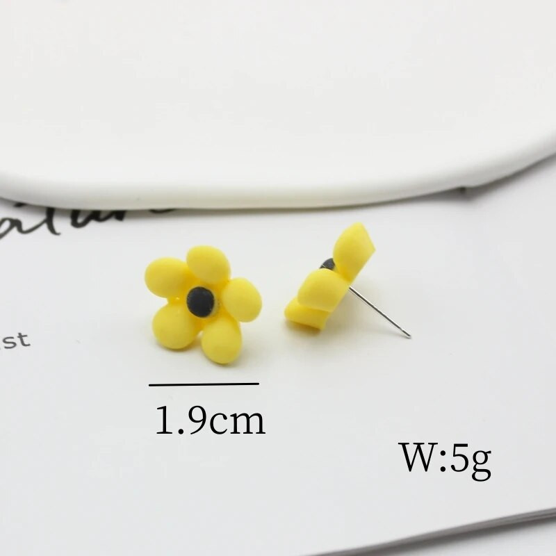 Kollane viie kroonlehega lilledega kõrvarõngas naistele Suvise vaiguga pentapetal magusad kõrvaehted Aksessuaarid Jõulupäeva kingitus