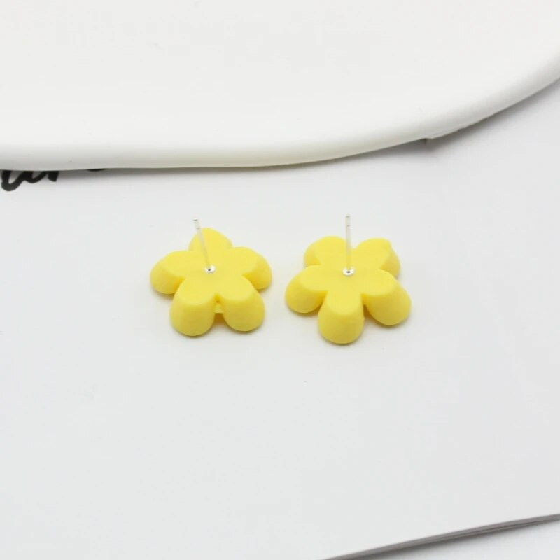 Kollane viie kroonlehega lilledega kõrvarõngas naistele Suvise vaiguga pentapetal magusad kõrvaehted Aksessuaarid Jõulupäeva kingitus