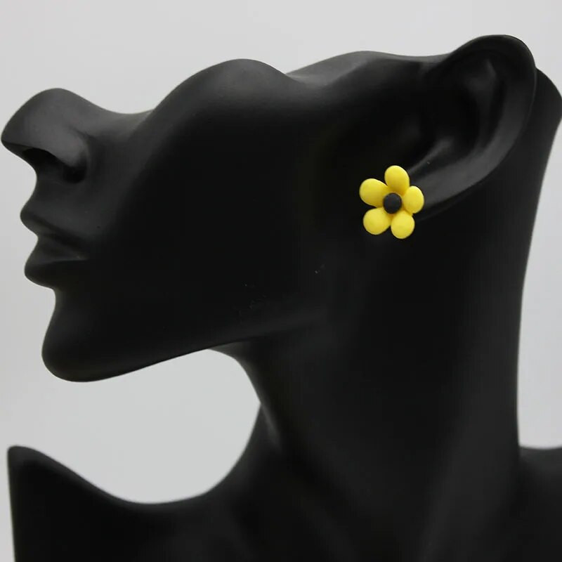 Kollane viie kroonlehega lilledega kõrvarõngas naistele Suvise vaiguga pentapetal magusad kõrvaehted Aksessuaarid Jõulupäeva kingitus