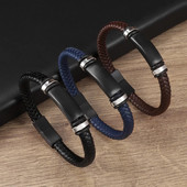 Modes karstā izpārdošana Augstas kvalitātes ādas rokassprādzes aksesuāri, 3 krāsu pītas rokassprādzes, retro stila, moderna vīriešu dzimšanas dienas dāvana