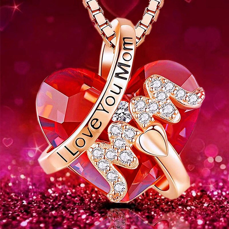 Κολιέ αγάπης για τη γιορτή της μητέρας "Σ'αγαπώ μαμά" Κόκκινο κολιέ αγάπης μαμά Δώρο για τη γιορτή της μητέρας Δώρο γενεθλίων μαμάς γιορτινό κοσμήματα