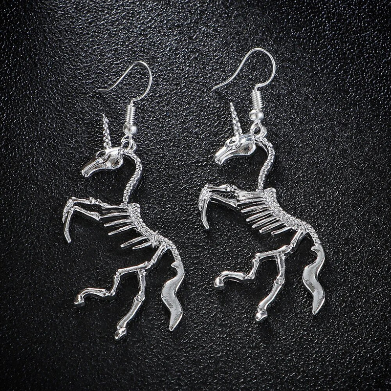Gothic Gothic Death Skull Unicorn Horse Auskari vīriešiem Sievietēm Helovīns Vintage Skelets Dangle Auskari Panka rotaslietas ballītes dāvanas