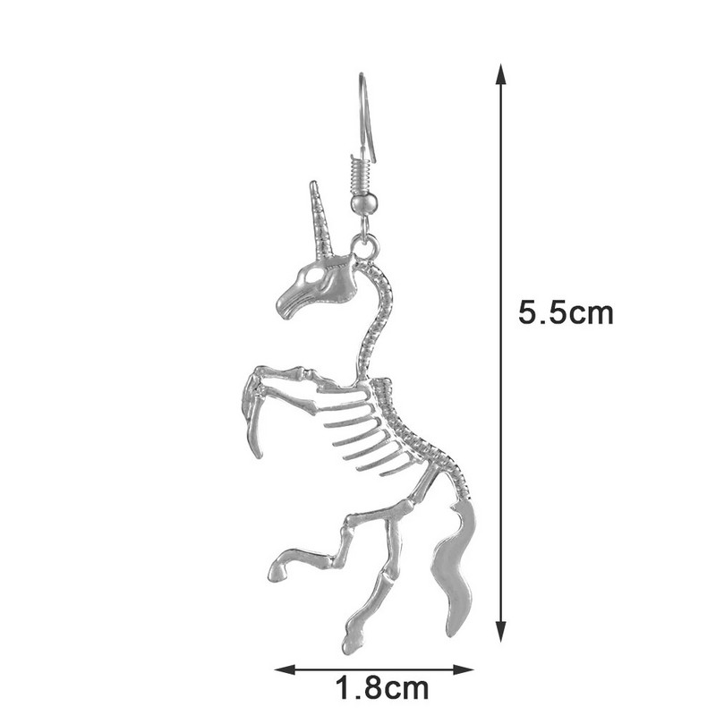 Gothic Gothic Death Skull Unicorn Horse Auskari vīriešiem Sievietēm Helovīns Vintage Skelets Dangle Auskari Panka rotaslietas ballītes dāvanas