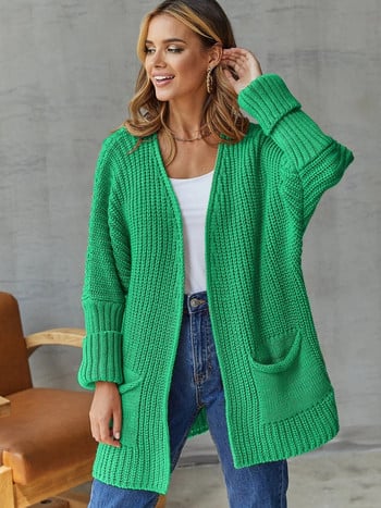 Oversize Loose Cardigan για Γυναικεία Γραφείο Lady Elegantes Πλεκτά Πουλόβερ Πράσινα Ενδύματα Χειμώνας Y2k Ροζ Γυναικεία Τζέρσεϊ Mujer