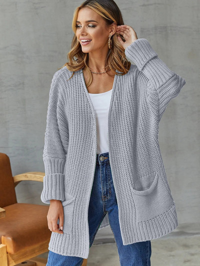 Liela izmēra brīvs jaciņš sievietēm Biroja dāma Elegantes Trikotāžas Džemperi Zaļi Virsdrēbes Ziemas Y2k Rozā sieviešu Džērsija Mujer