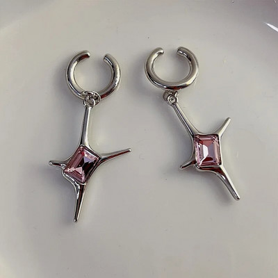 Rozā Rhinestone Neregulāra Zvaigžņu kulons Cirkona Mīlestība Sirds Auss Kaulu Spraude Sievietēm Meitenēm Moderns Punk Y2K Rotaslietas HUANZHI 2023 JAUNS