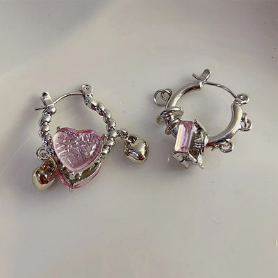 Rozā Rhinestone Neregulāra Zvaigžņu kulons Cirkona Mīlestība Sirds Auss Kaulu Spraude Sievietēm Meitenēm Moderns Punk Y2K Rotaslietas HUANZHI 2023 JAUNS